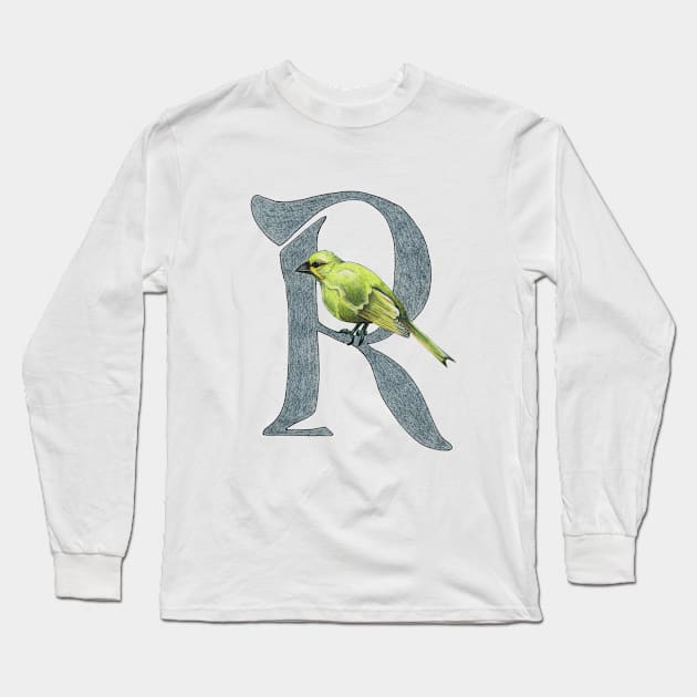Avian Alphabet R - Gough finch Long Sleeve T-Shirt by hnewmanart